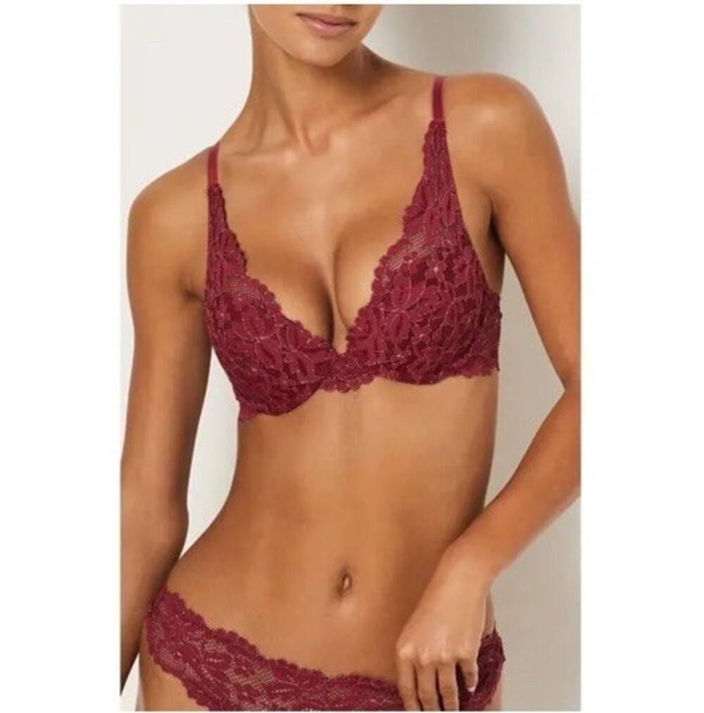 ETAM Legen 3 Lace Underwire Bra Burgundy 34DD NWT